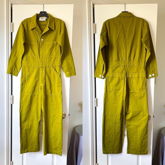 Big Bud Press Everyday Utility Jumpsuit Cotton Olive Green Small EUC - Picture 2 of 13
